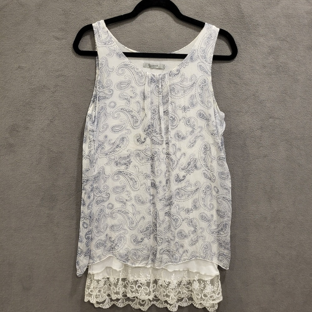 Tendenze 100%Silk Dress Tunic Top Womens Medium Made In‎ Italy Layered Paisley